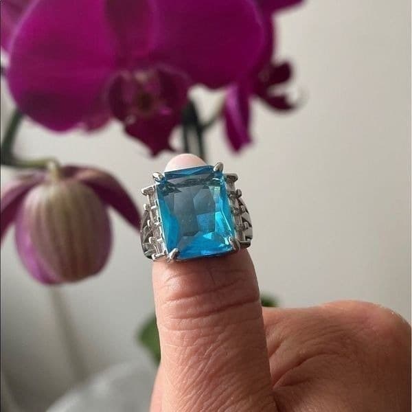 The Great Blue Ring in 925 silver sz 6 - Thumbnail 5