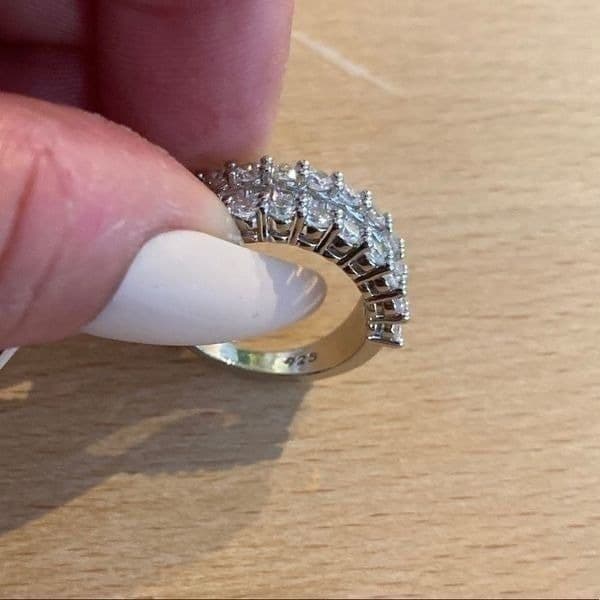 The Mistress Classic 925 Silver White Sapphire band ring sz 8 - Thumbnail 6
