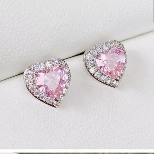 The Pink Kiss Heart Stud Silver 925 earrings - Thumbnail 5