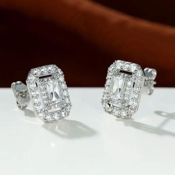 The Show Stopper Rectangular Cubic Zirconia and 925 earrings - Image 1