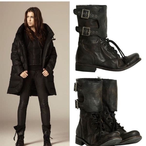 All Saints Damisi Black Combat Moto Boots - Image 1