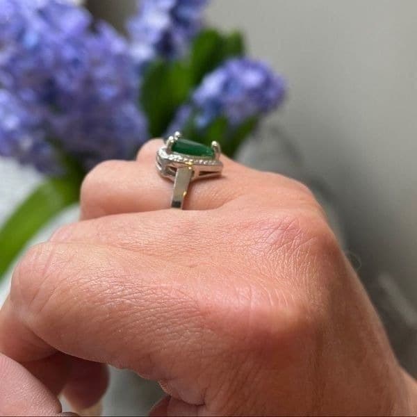 The Green Tear Drop Ring in Tibetan silver sz 6 - Thumbnail 7