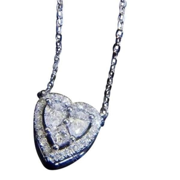 The Loving Heart Pendant Cubic Zirconia & 925 Silver Necklace - Thumbnail 7