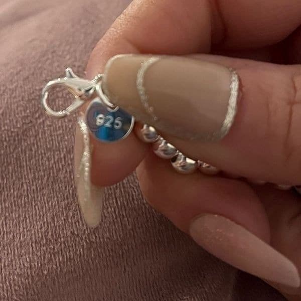 The Audrey Enamel Blue Heart round silver beaded bracelet - Thumbnail 3