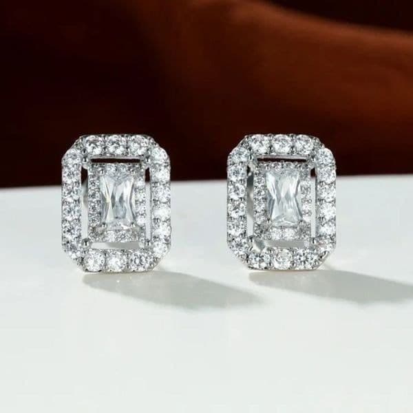 The Show Stopper Rectangular Cubic Zirconia and 925 earrings - Thumbnail 5