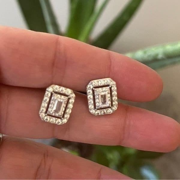 The Show Stopper Rectangular Cubic Zirconia and 925 earrings - Thumbnail 2