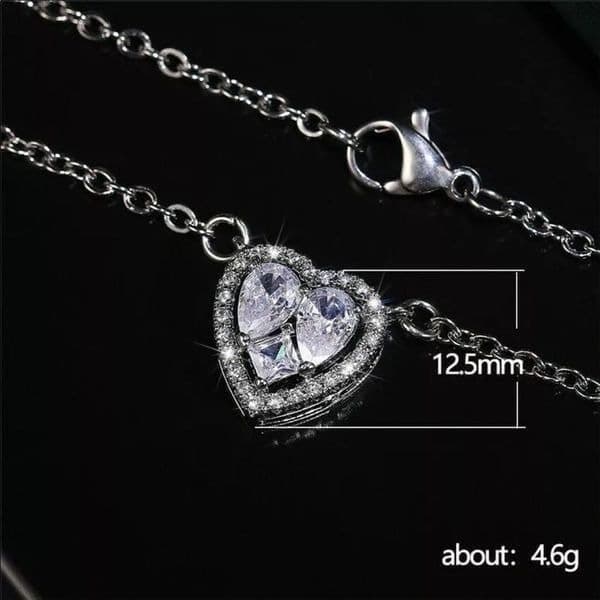 The Loving Heart Pendant Cubic Zirconia & 925 Silver Necklace - Thumbnail 3