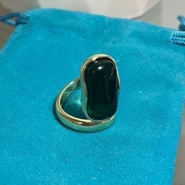 The Emerald Queen Ring in yellow gold plated 925 silver adjustable - Thumbnail 6