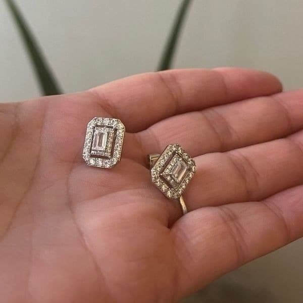 The Show Stopper Rectangular Cubic Zirconia and 925 earrings - Thumbnail 10