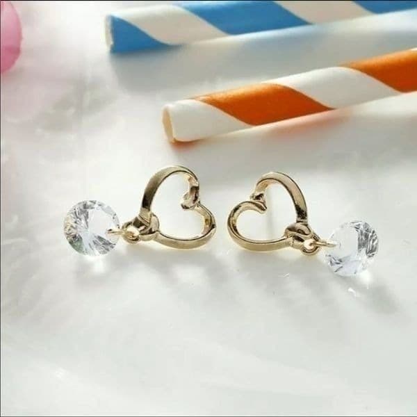 The Love Heart Crystal Drop Dangle Earrings - Thumbnail 5
