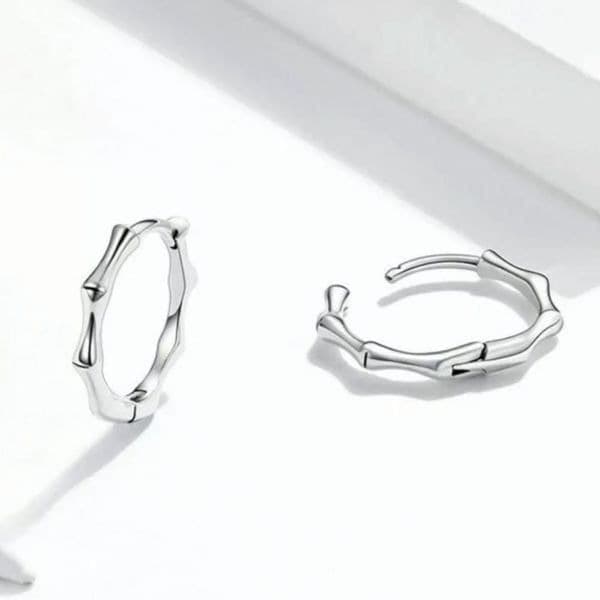 The Bamboo Bae 925 silver dainty huggie, hoop earrings - Image 1