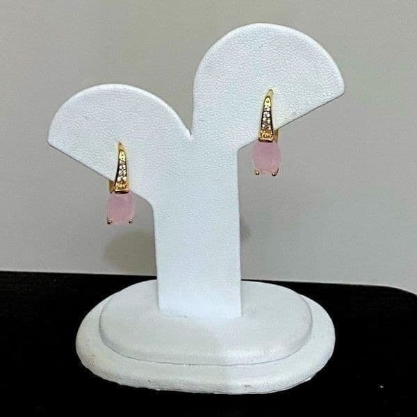 The Pink Moon Nights 14k Gold Plated Pink moonstone earrings - Thumbnail 6