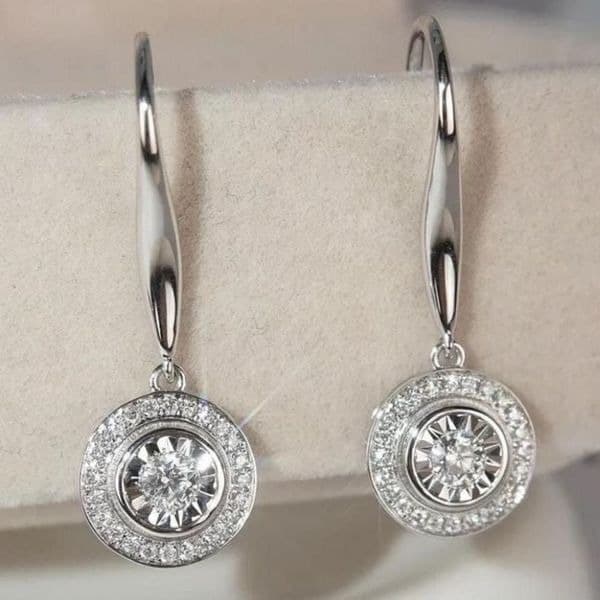 The Dazzling Dish 925 Silver and Cubic Zirconia Drop earrings - Thumbnail 3
