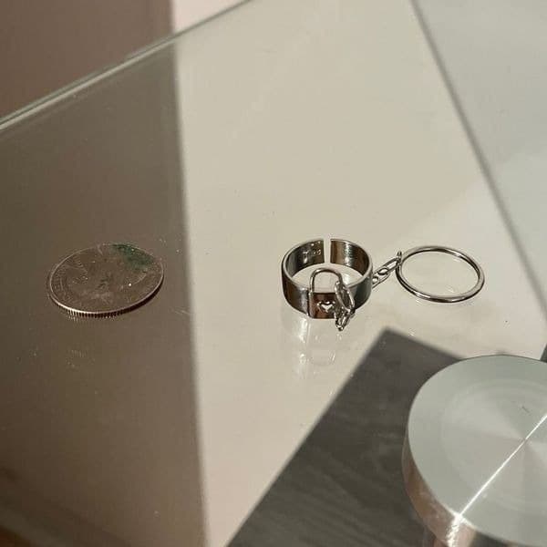 The Love Lock 2 piece attached ring set in 925 silver - Thumbnail 4