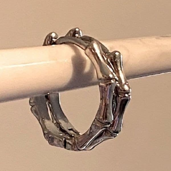 The Bamboo Bae 925 silver dainty huggie, hoop earrings - Thumbnail 3