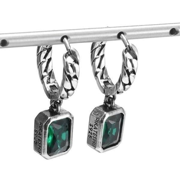 The Emerald Punk Rock drop earrings in 925 silver - Thumbnail 2