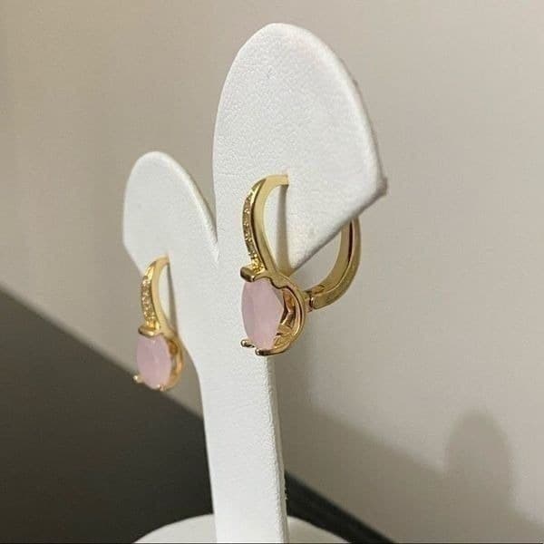 The Pink Moon Nights 14k Gold Plated Pink moonstone earrings - Thumbnail 8