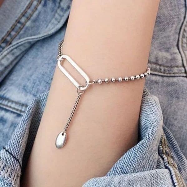 The Delicate Drop Chain and Link Bracelet in 925. - Thumbnail 2