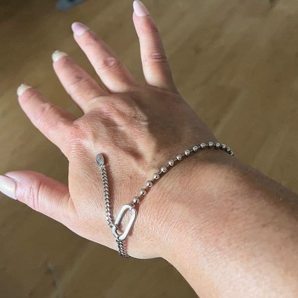 The Delicate Drop Chain and Link Bracelet in 925. - Thumbnail 3