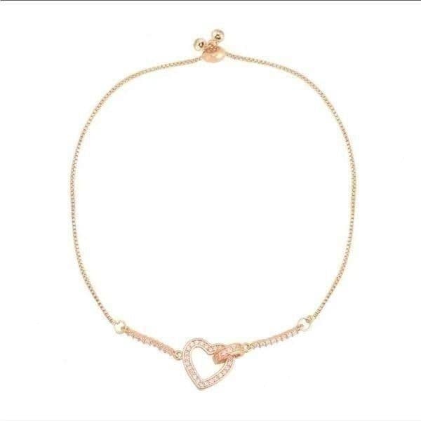 The Rose Gold Heart Chakra Slide Closure bracelet with heart pendant. - Thumbnail 3