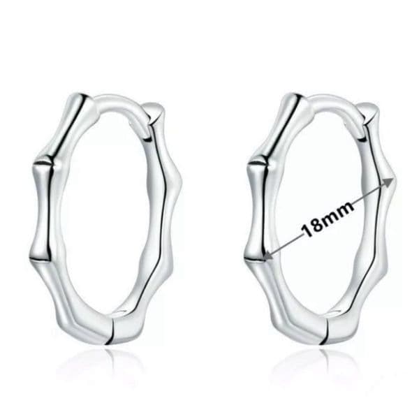 The Bamboo Bae 925 silver dainty huggie, hoop earrings - Thumbnail 2