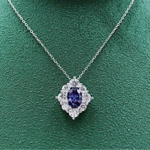 The Katherine Pendant Necklace in blue sapphire and 925 silver - Thumbnail 11