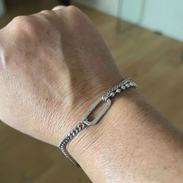 The Delicate Drop Chain and Link Bracelet in 925. - Thumbnail 7