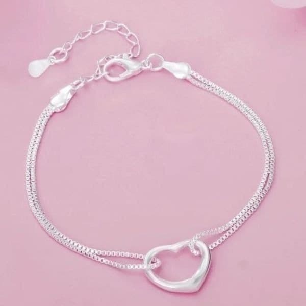 The Precious Heart double chain charm bracelet in 925 - Thumbnail 2