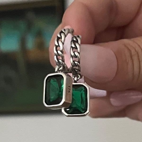The Emerald Punk Rock drop earrings in 925 silver - Thumbnail 3