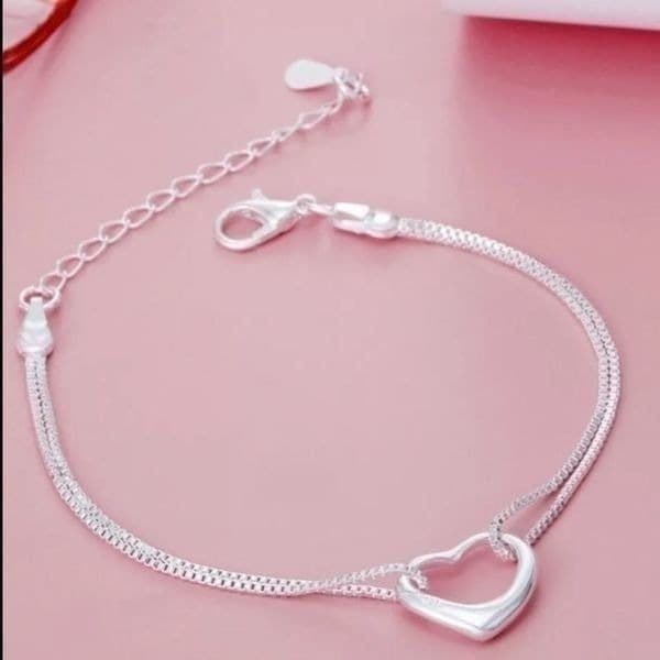 The Precious Heart double chain charm bracelet in 925 - Thumbnail 5