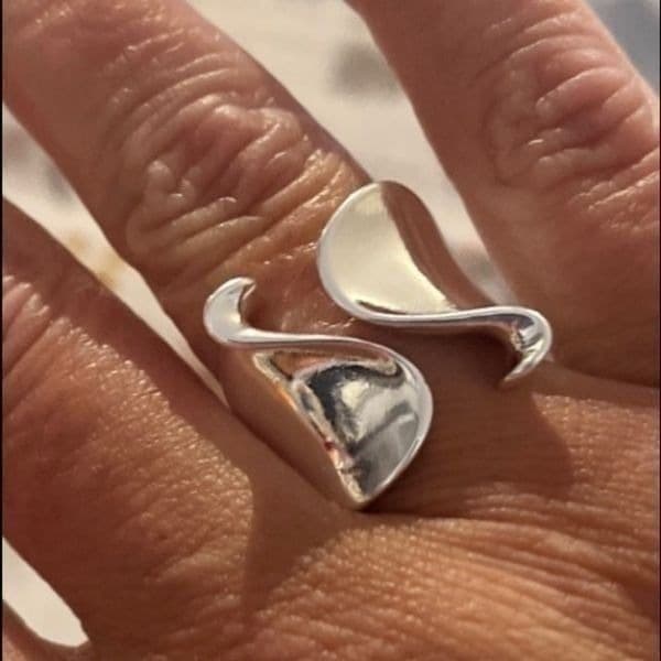 The Cut adjustable 925 modern statement ring - Thumbnail 2