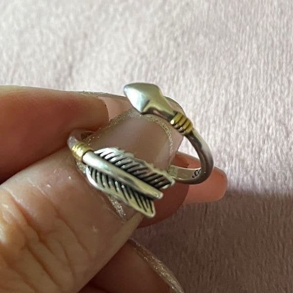 The Arrow Adjustable ring in 925 silver and 14k yellow gold plated accen - Thumbnail 9