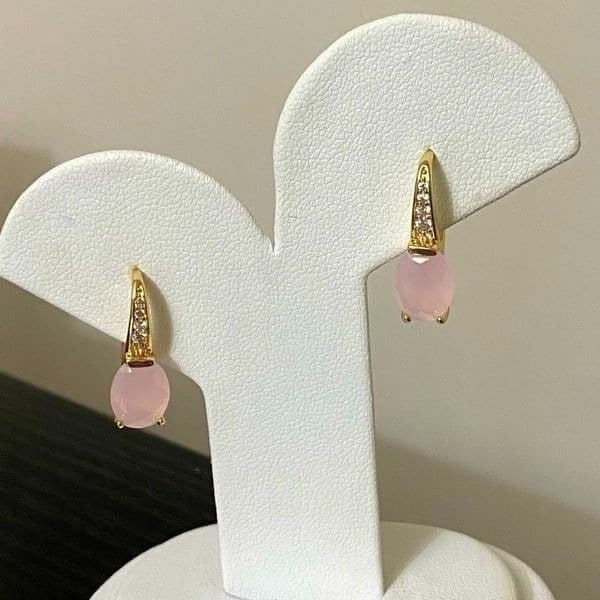 The Pink Moon Nights 14k Gold Plated Pink moonstone earrings - Thumbnail 7
