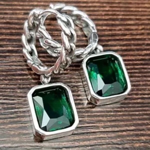 The Emerald Punk Rock drop earrings in 925 silver - Thumbnail 4