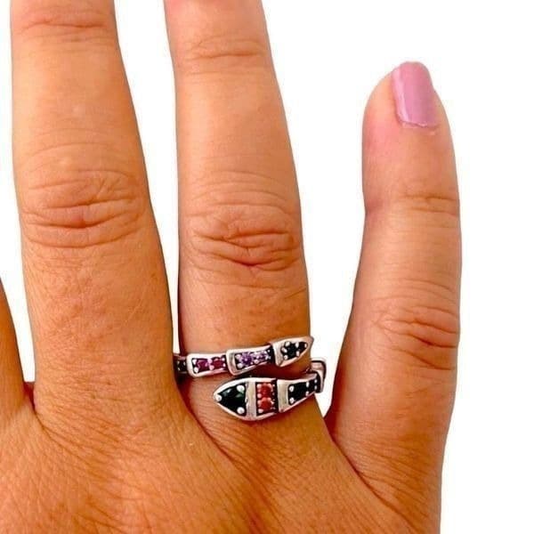 The Multi-Colored Serpent Ring in 925 silver - Image 1