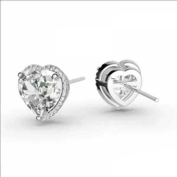 The Iced Hearts white sapphire silver Stud heart earrings - Thumbnail 4