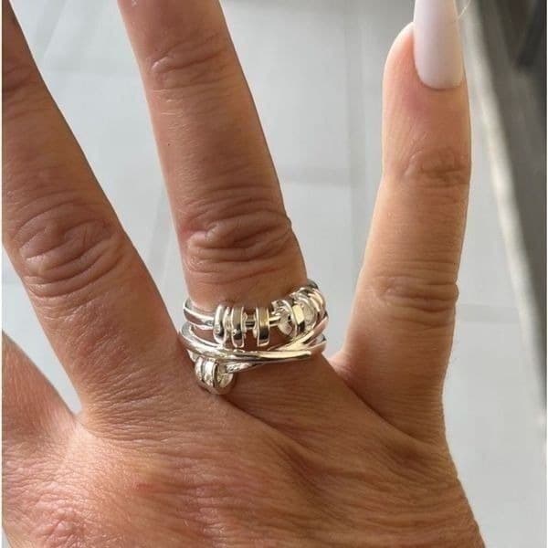 The Abstract Geo statement Ring in 925 silver - Thumbnail 7