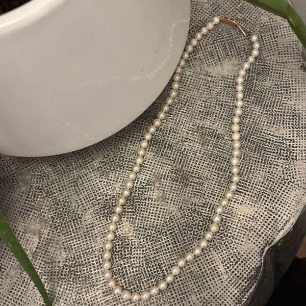 White Pearl Necklace Classic Jewelry - Thumbnail 2