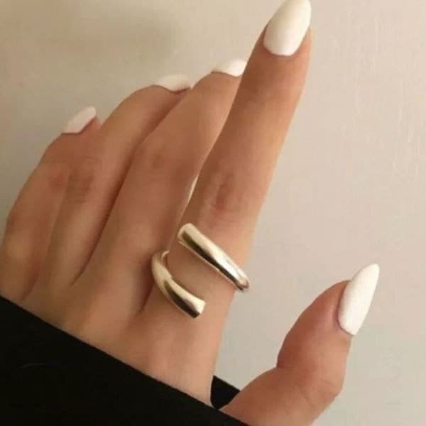 The Axis 925 adjustable modern statement ring in silver - Thumbnail 2