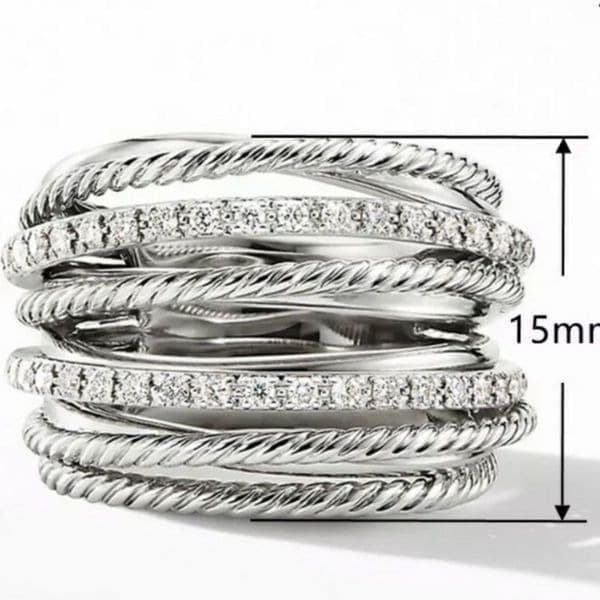 The Moderne Statement band ring in 925 & white sapphire sz 5 - Thumbnail 5