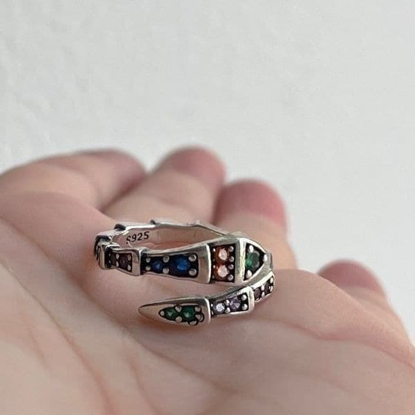 The Multi-Colored Serpent Ring in 925 silver - Thumbnail 12