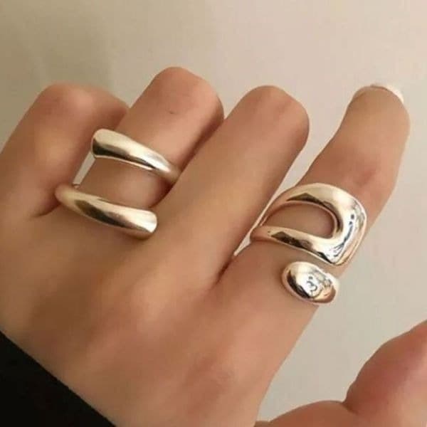 The Axis 925 adjustable modern statement ring in silver - Thumbnail 4