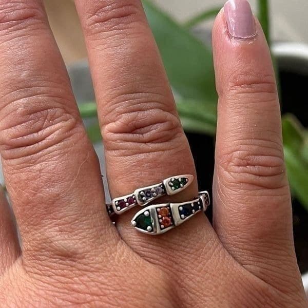 The Multi-Colored Serpent Ring in 925 silver - Thumbnail 10