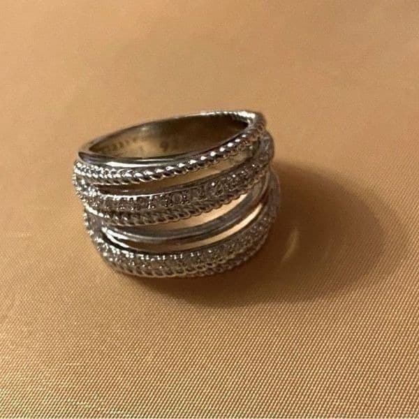 The Moderne Statement band ring in 925 & white sapphire sz 5 - Thumbnail 7