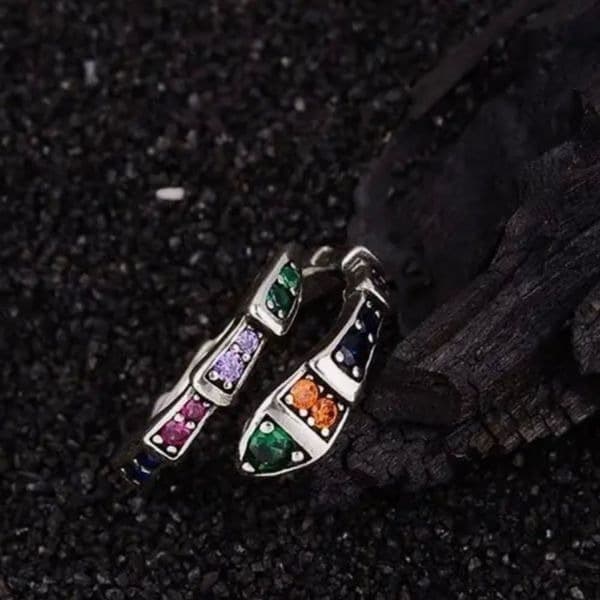 The Multi-Colored Serpent Ring in 925 silver - Thumbnail 7