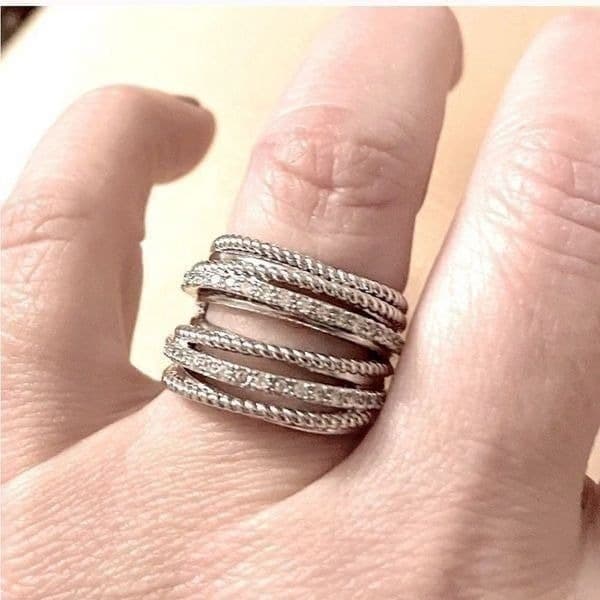 The Moderne Statement band ring in 925 & white sapphire sz 5 - Thumbnail 2