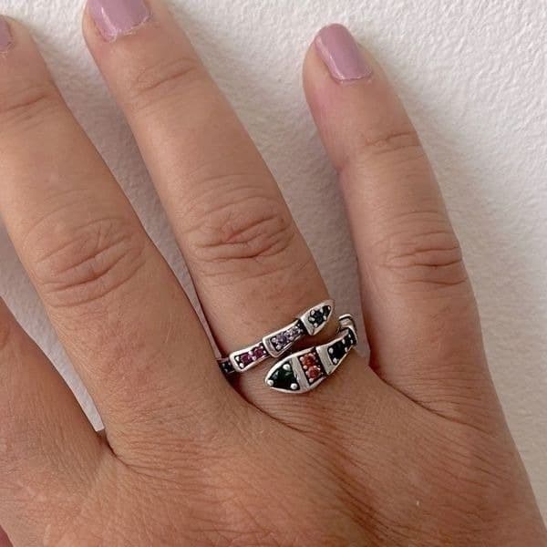The Multi-Colored Serpent Ring in 925 silver - Image 1