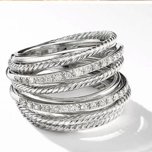 The Moderne Statement band ring in 925 & white sapphire sz 5 - Image 1