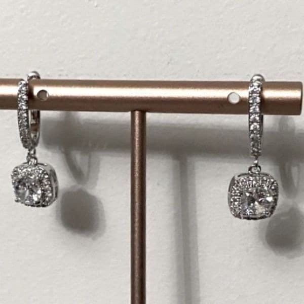 The Bling 925 Silver Drop White Sapphire Earrings - Thumbnail 4