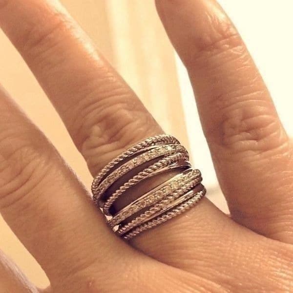 The Moderne Statement band ring in 925 & white sapphire sz 5 - Thumbnail 3